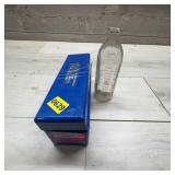 Glass Bottle And Blue Plastic Tool Box Lot