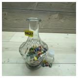 Glass Jars With Assorted Marbles Lot