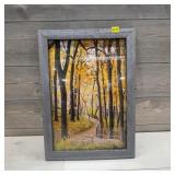 Framed Autumn Forest Pathway Wall Art Print