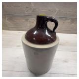 Stoneware Crock With Brown Jug Top Handle
