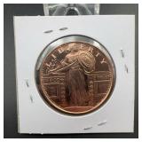 Copper .999 Fine Standing Liberty 1 Oz Round