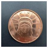 1 AVDP Oz .999 Fine Copper Liberty Round