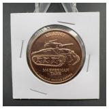 US Army Sherman Tank 1oz .999 Copper Round