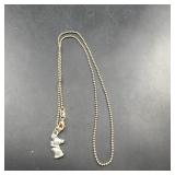 Sterling Silver Beaded Necklace With Bear Charm