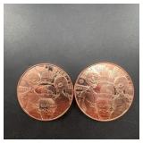 (2) 1 Oz Alien Theme Copper Rounds