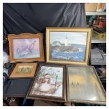 Framed Art Lot: Wildlife, Landscape, Snowman