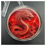 5 oz .999 Fine Copper Dragon Art Round