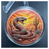 5 oz .999 Fine Copper Colorized Round Rattlesnake