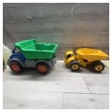 2 Large Plastic Toy Dump Trucks