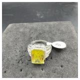 Sterling Silver Ring With Large Yellow Stone