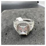 Sterling Silver Cz Ring With Pave Setting