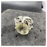 Sterling Silver Ring With Large Yellow Stone