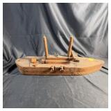 Handmade Wooden Model Boat with Dual Masts