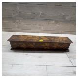 Wooden Knife Box With 6 Knives, Leaf Motif