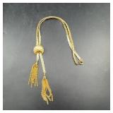 Gold Tone Chain Lariat Necklace With Tassels
