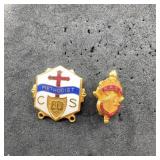 2 Religious School Pins: Methodist & Nasc