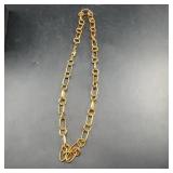 Gold Tone Oval And Round Link Chain Necklace