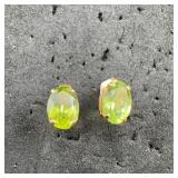 Peridot Stud Earrings In Gold-tone Settings