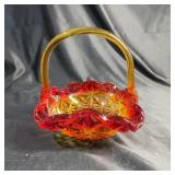 Amberina Red-orange Diamond Glass Basket