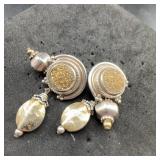 Sterling Silver Dangle Earrings With Gold Detail