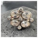 Sterling Silver Ring With Large Clear Stones