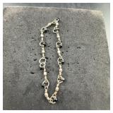 Beaded Silver Chain Bracelet With Black Accents