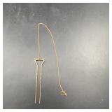 Gold Metal Hair Pin With Attached Chain