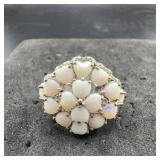 Sterling Silver Ring With Heart-shaped Opals