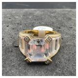 Cz Gold Plated Sterling Silver Ring, Size 8