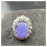 Sterling Silver Ring With Lavender Stone And Cz