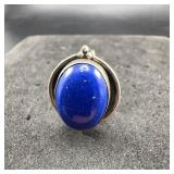 Sterling Silver Lapis Lazuli Oval Pin Brooch