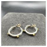 Sterling Silver Hoop Earrings With Brass Accents