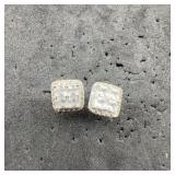 14k White Gold Diamond Stud Earrings