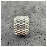 Sterling Silver Basketweave Pattern Ring