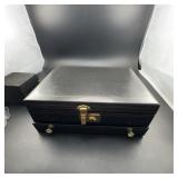 Black Jewelry Box With Assorted Costume Jewelry
