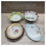 4 Decorative Porcelain Bowls & Plates