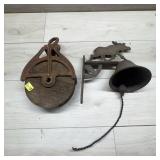 Barn Pulley & Cast Iron Moose Bell Lot