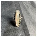 Sterling Silver Ring With Elongated Abalone