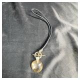 Faceted Glass Pendant On Leather Cord
