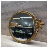 Round Gold Ornate Wall Mirror With Fleur-De-Lis