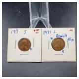 1971-s Lincoln Cents Double Clip Au Pair