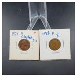 1971 D Clashed Die & 1928 P Lincoln Cents