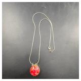 Hong Kong Pink Cabochon Pendant Necklace