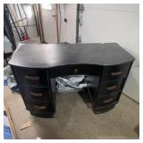 Black Wooden Desk With Six Side Drawers