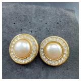 Gold-tone Clip-on Earrings With Faux Pearls