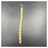 Monet Gold Tone Link Bracelet With Crystals