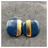 Monet Navy Blue And Gold Tone Clip Earrings