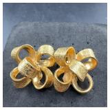 Kjl Gold-tone Textured Clip-on Earrings Pair