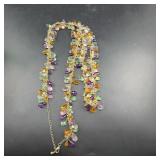 Multicolor Gemstone Briolette Chain Necklace