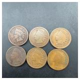 6 Indian Head Cents 1893-1907